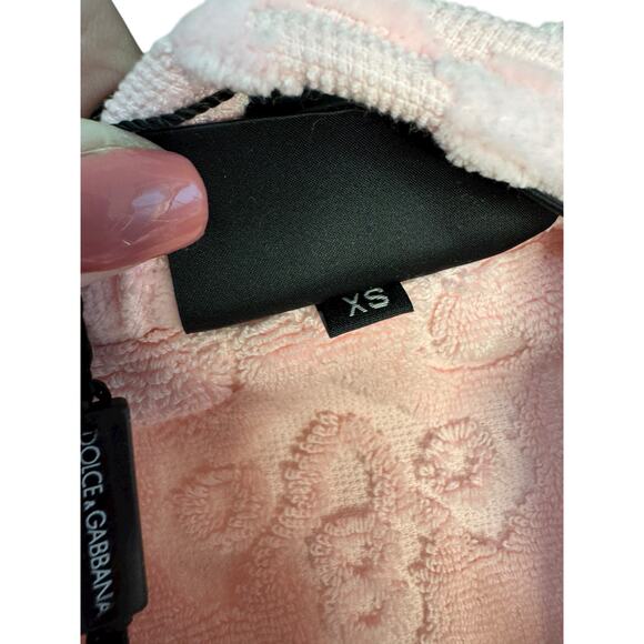 Dolce & Gabbana NWT Terry Cotton Jacquard Bath Robe in Pink Size XS - Picture 6 of 11